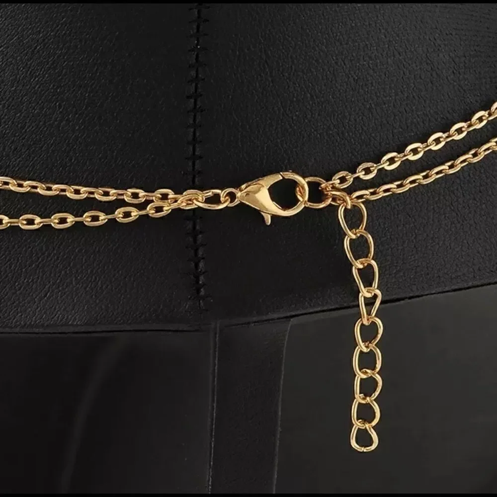 Gold Tone Double Vertical Bar Necklace